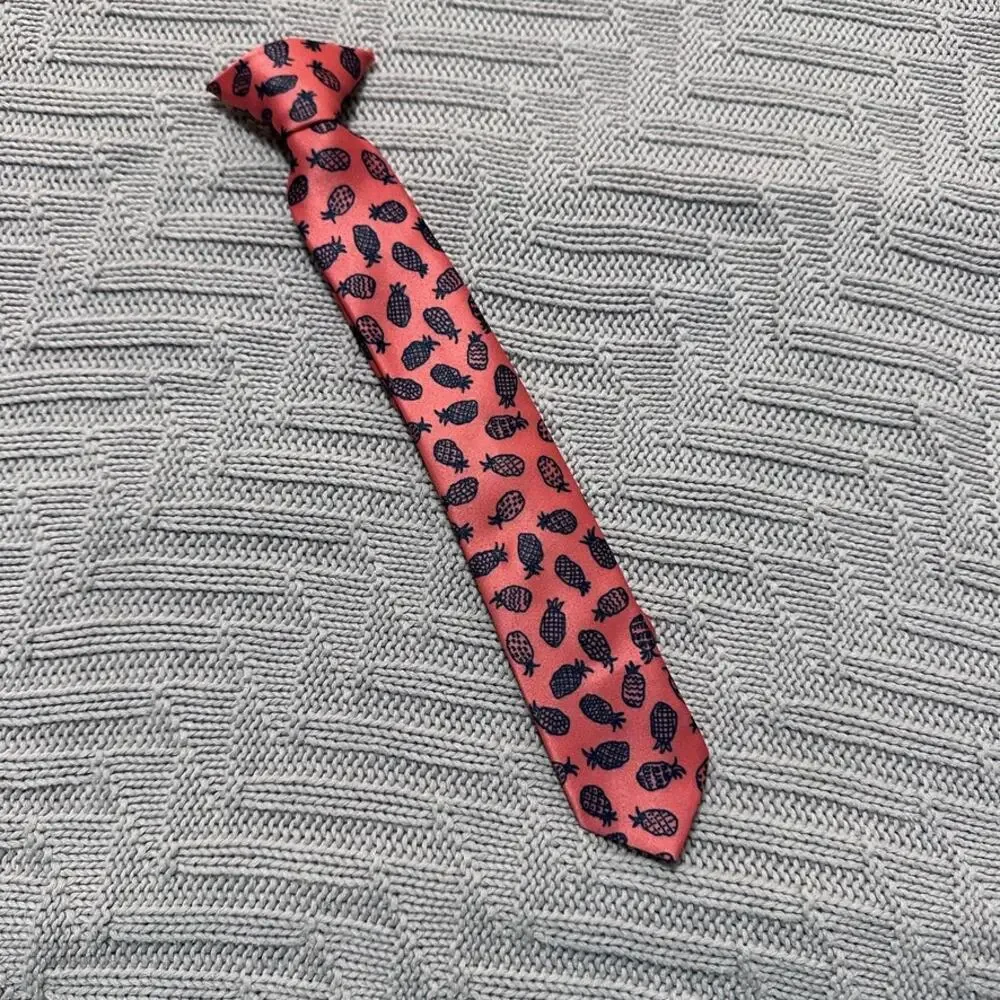 Pineapple salmon pink clip on kids tie